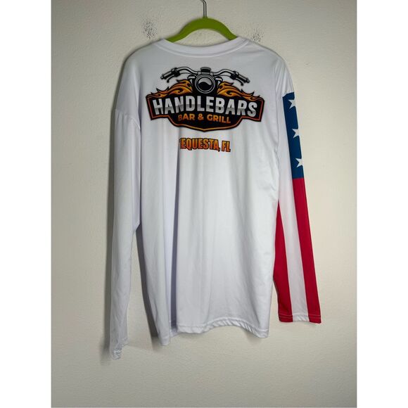 Handlebars UPF 40+ Protection White Logo LONG SLEEVE SHIRT Size XL Made in USA - Picture 2 of 7
